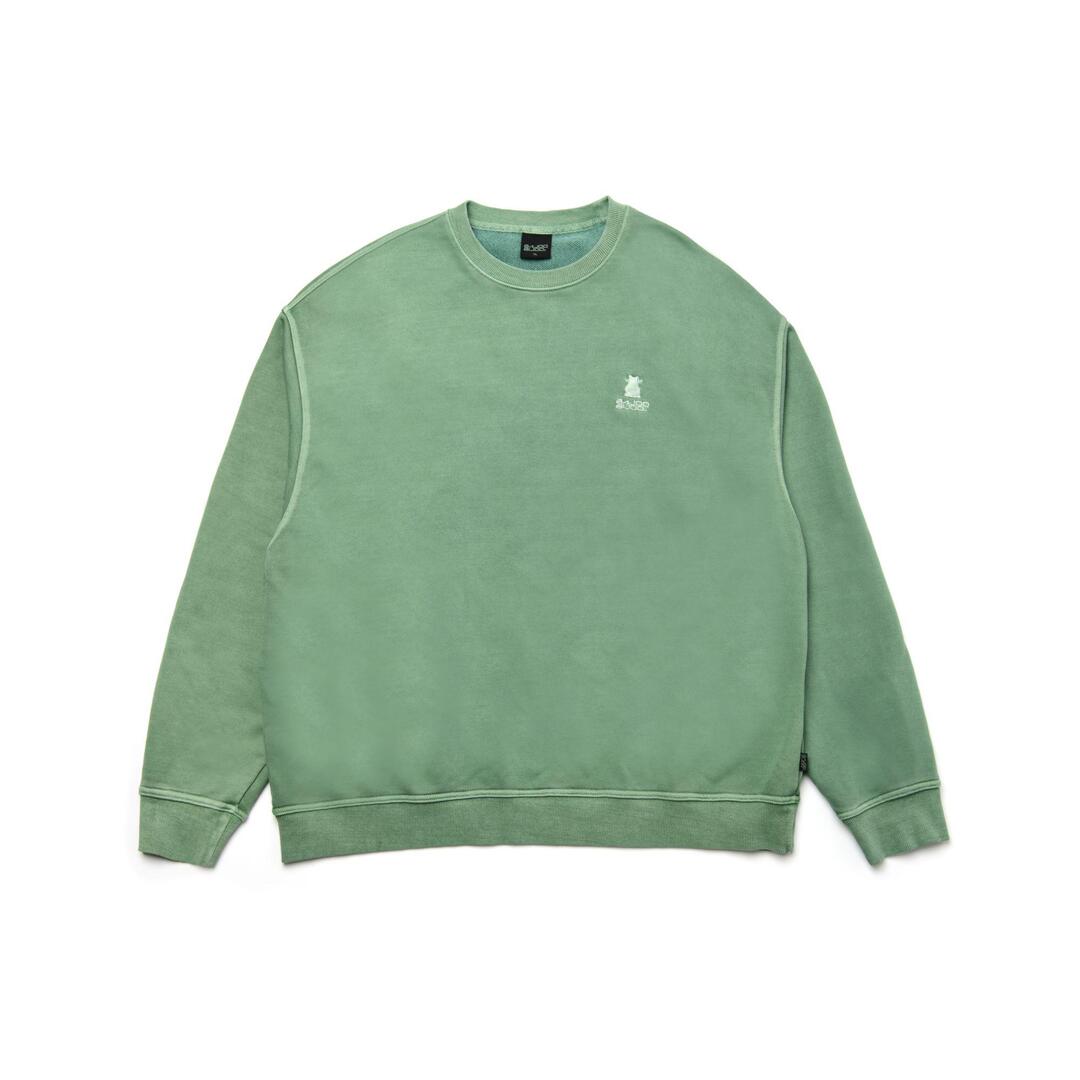 Cat Logo Embroidery Pigment Sweatshirt [Green]