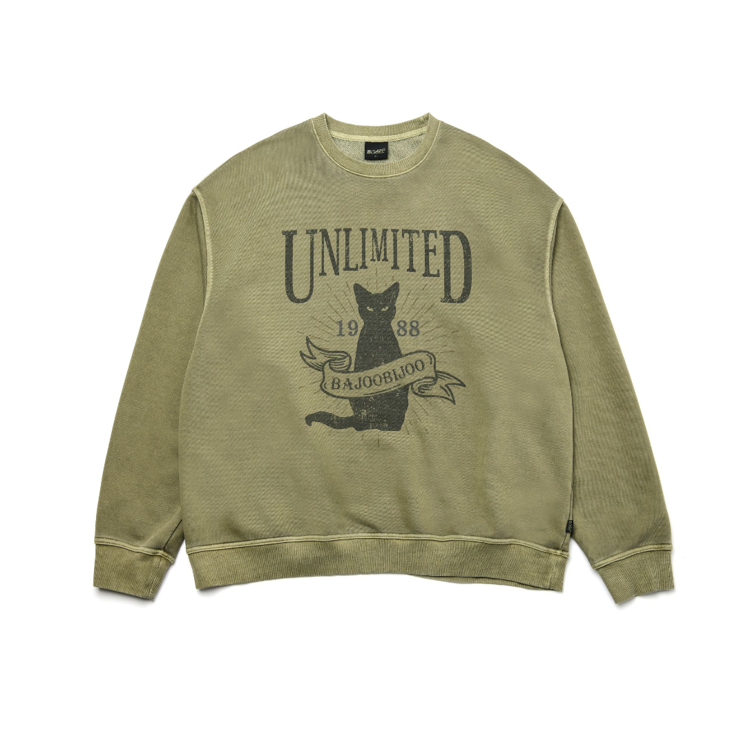 Unlimited Cat Pigment Sweatshirt [Khaki]