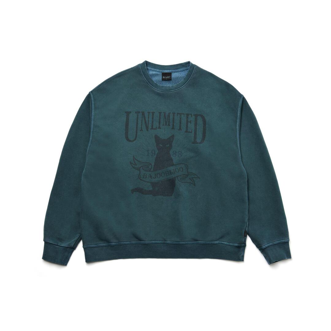 Unlimited Cat Pigment Sweatshirt [Blue Green]