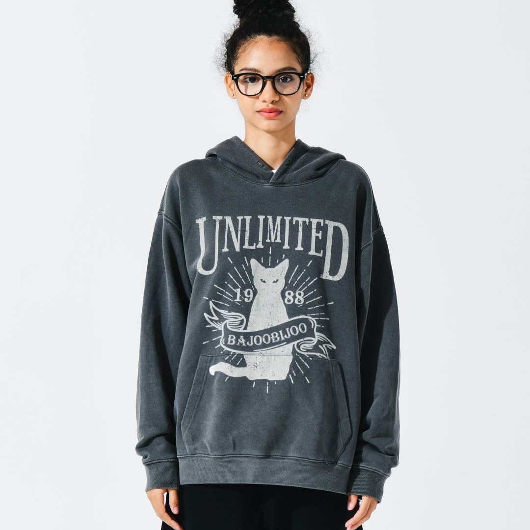 Unlimited Cat Pigment Hoodie [Chacoal]